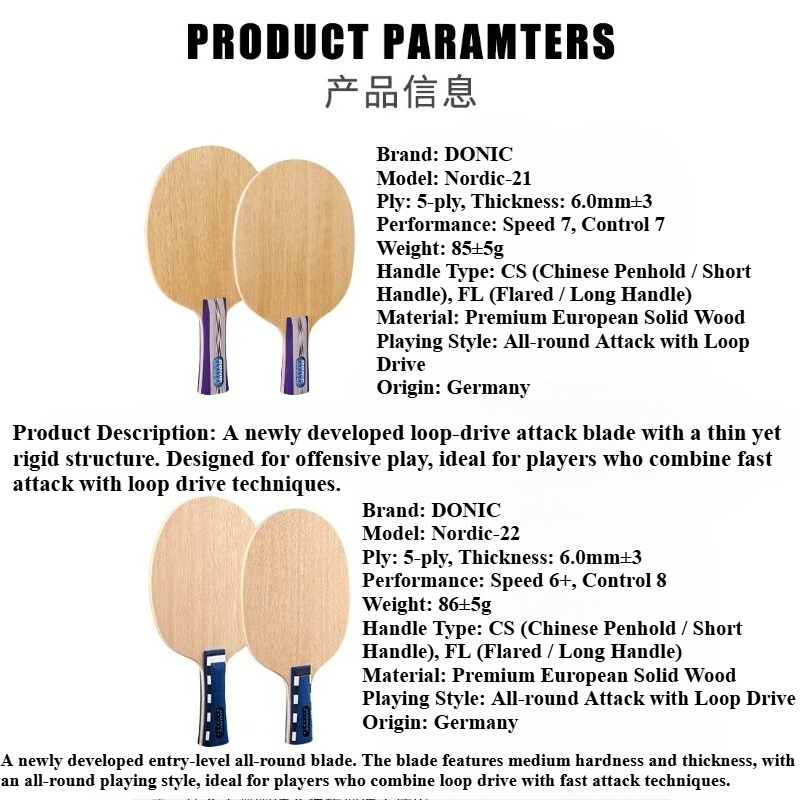 Donic Nordic 21 22 Table Tenni - Table Tennis Blade 리뷰 및 가격