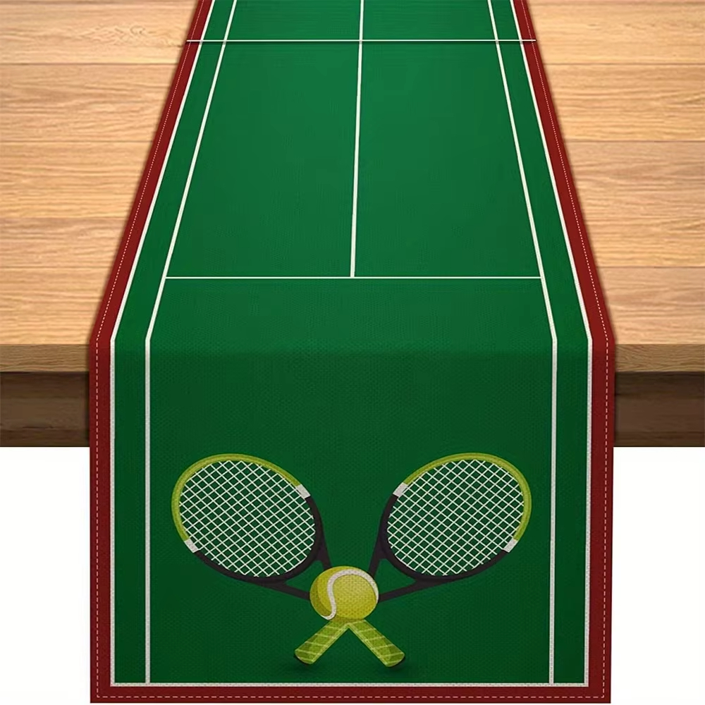 Tennis Court Theme Table Runne - Table Tennis Cartoon 리뷰 및 가격