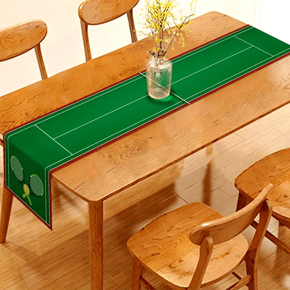 Tennis Court Theme Table Runne - Table Tennis Cartoon 리뷰 및 가격